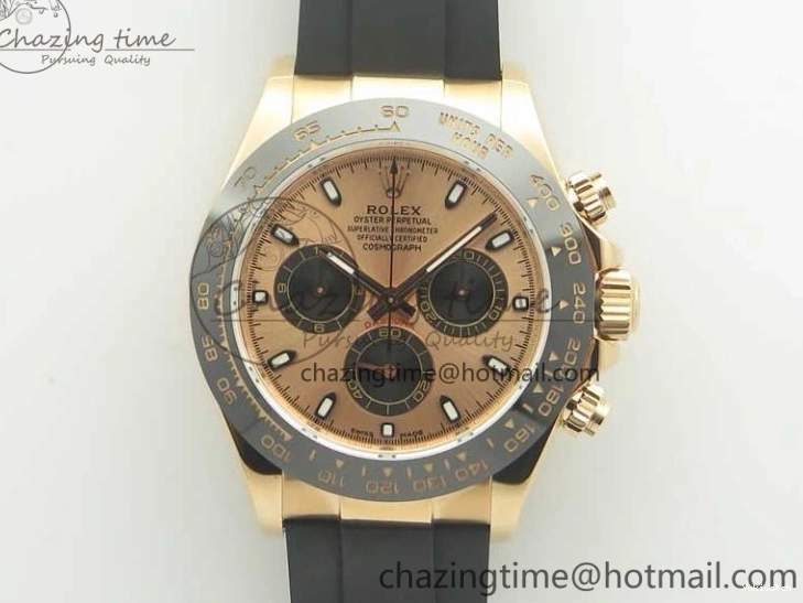 Best Dial ARF Clone Black Gold Rubber Rose On 1:1 Edition Super V2 Daytona 116515 Strap A4130 0225